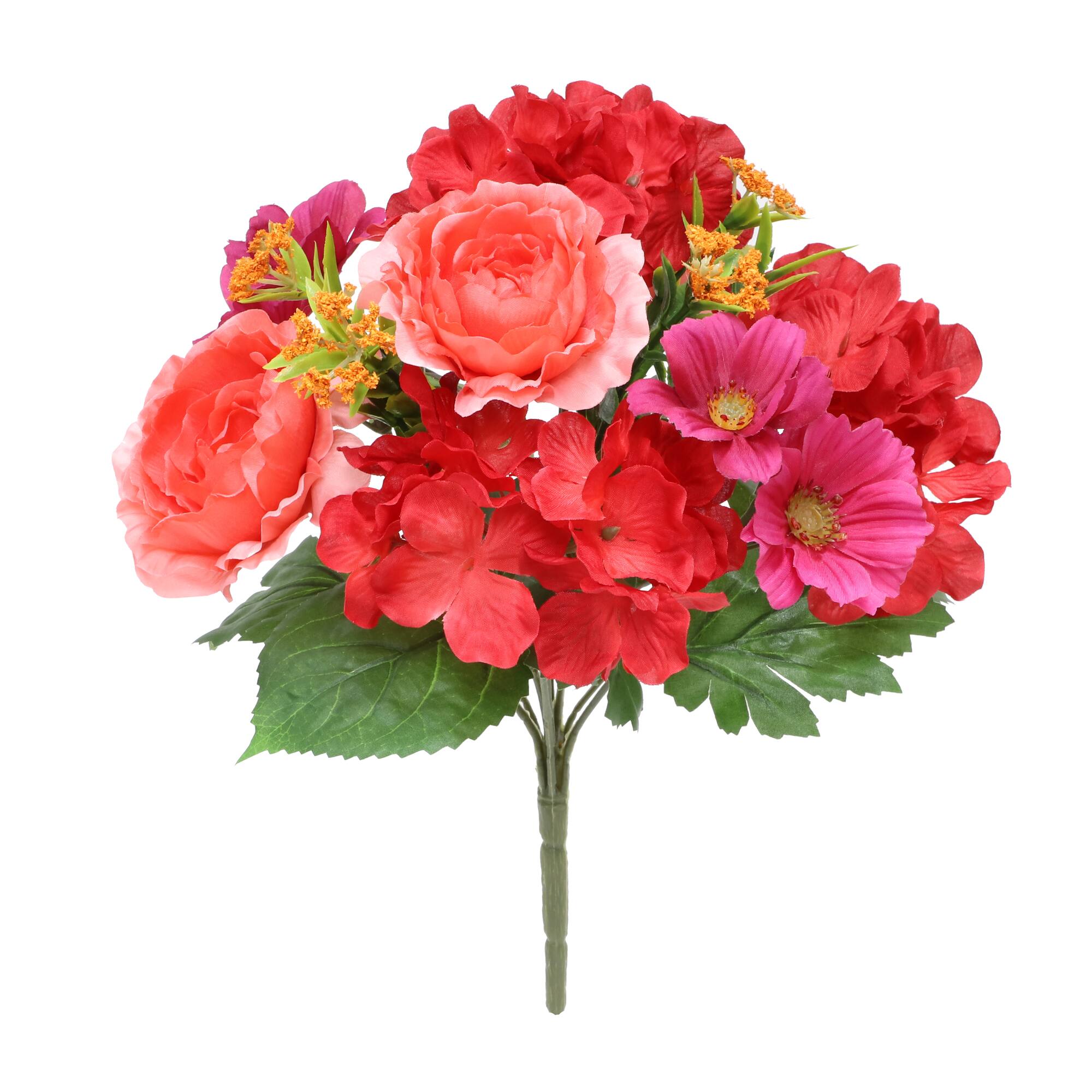 13.5" Red & Violet Ranunculus & Hydrangea Bush by Ashland®